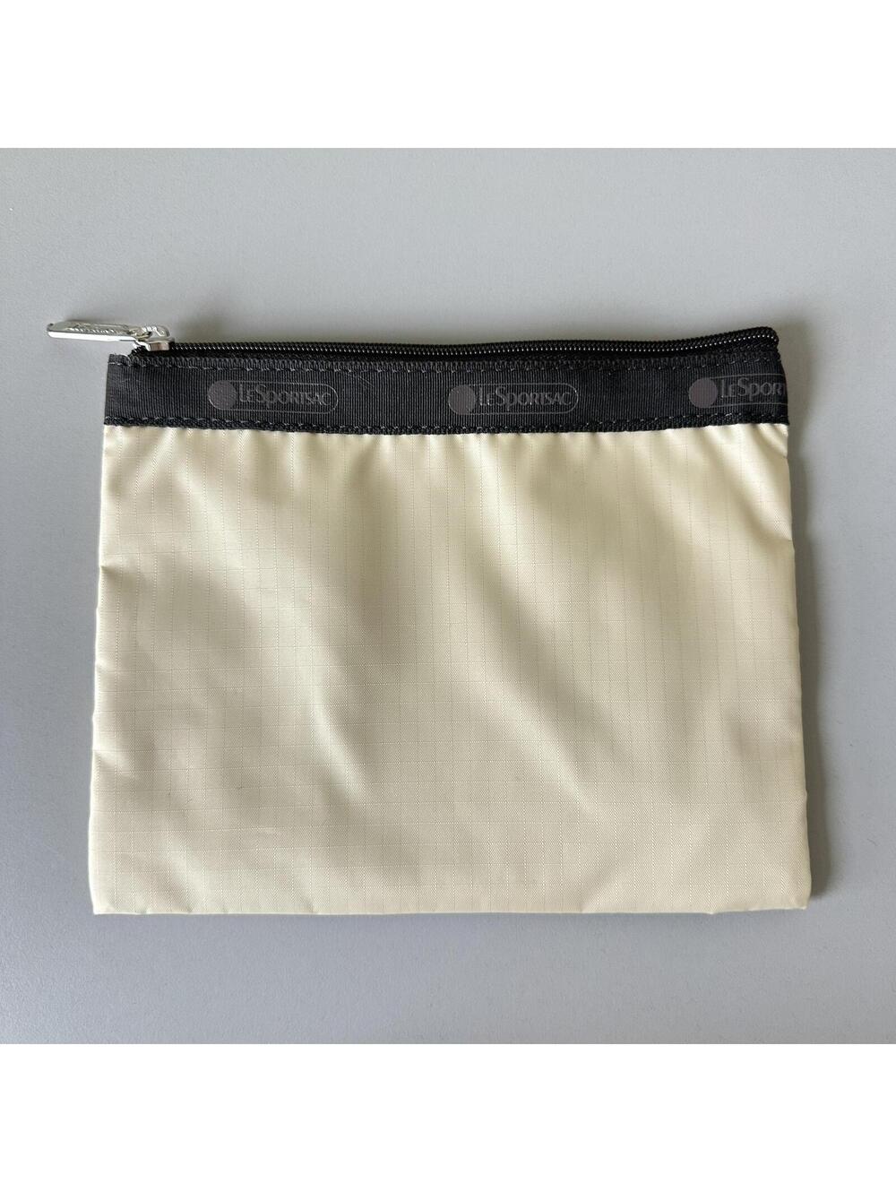 Lesportsac Heritage Collection Beige 1zipper Pouch NWOT